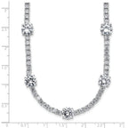 Cheryl M Sterling Silver Rhodium-plated Polished CZ Station with Safety Clasp Necklace