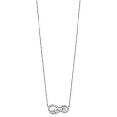 Cheryl M Sterling Silver Rhodium-plated Polished CZ Mom Infinity Necklace