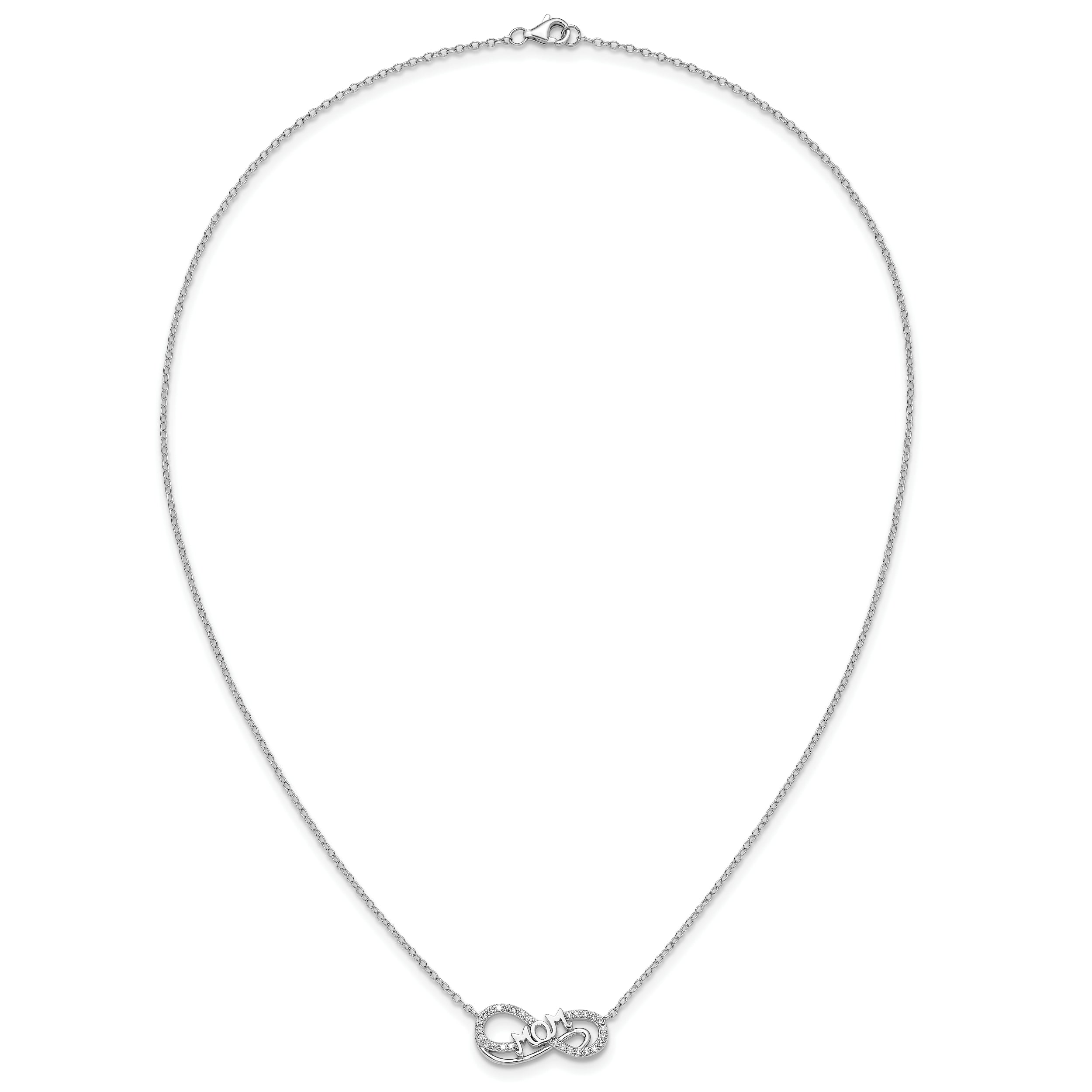 Cheryl M Sterling Silver Rhodium-plated Polished CZ Mom Infinity Necklace