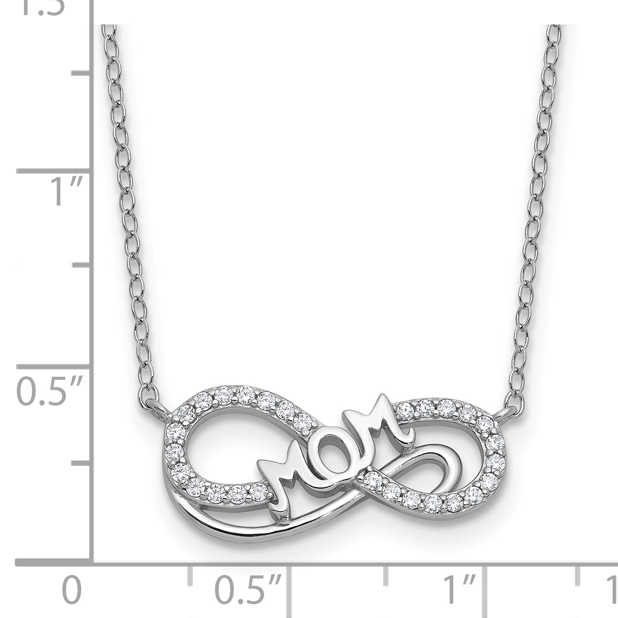 Cheryl M Sterling Silver Rhodium-plated Polished CZ Mom Infinity Necklace