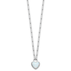 Cheryl M Sterling Silver Rhodium-plated Polished Created Opal Heart Paperclip Link Necklace