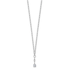 Cheryl M Sterling Silver Rhodium-plated Polished CZ Paperclip Link Lariat Necklace