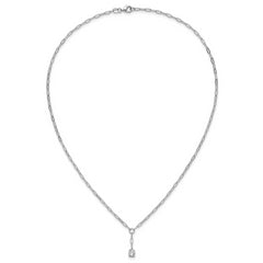 Cheryl M Sterling Silver Rhodium-plated Polished CZ Paperclip Link Lariat Necklace