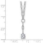Cheryl M Sterling Silver Rhodium-plated Polished CZ Paperclip Link Lariat Necklace