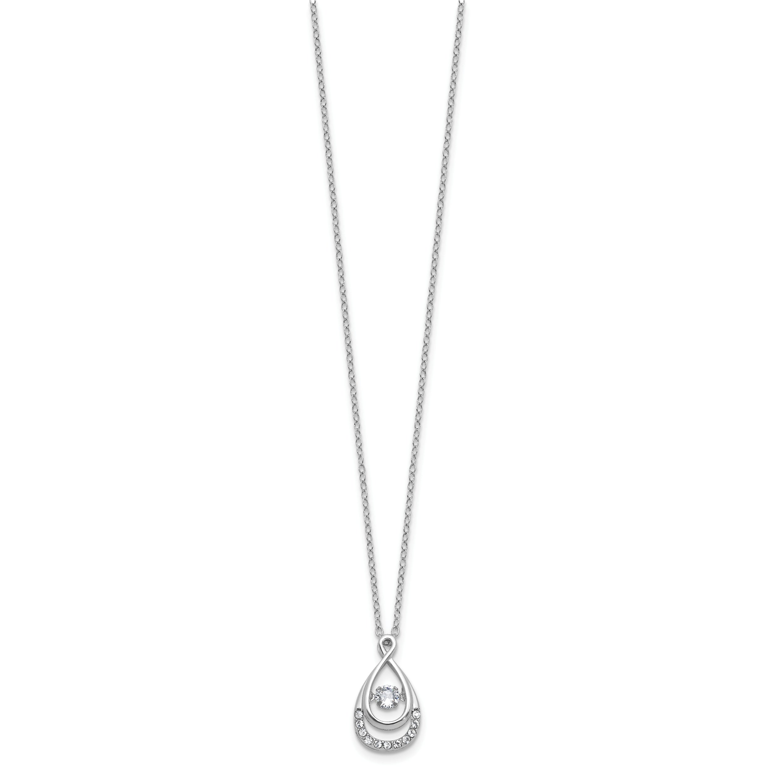 Cheryl M Sterling Silver Rhodium-plated Polished Vibrant CZ Teardrop Necklace