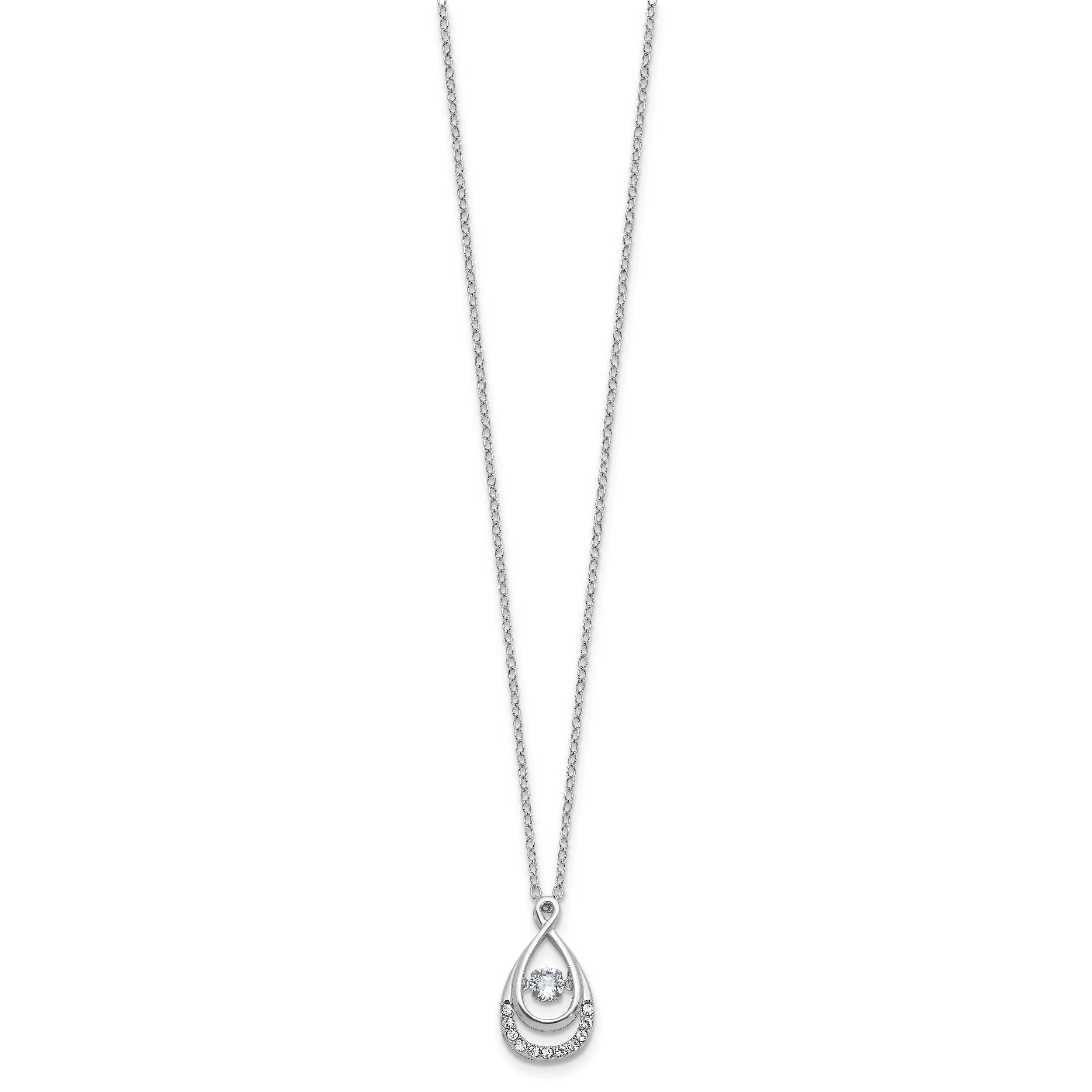 Cheryl M Sterling Silver Rhodium-plated Polished Vibrant CZ Teardrop Necklace Secondary image