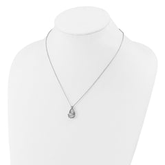 Cheryl M Sterling Silver Rhodium-plated Polished Vibrant CZ Teardrop Necklace
