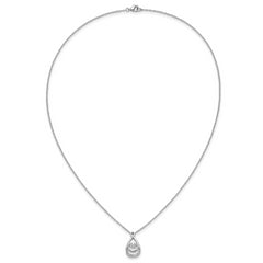 Cheryl M Sterling Silver Rhodium-plated Polished Vibrant CZ Teardrop Necklace