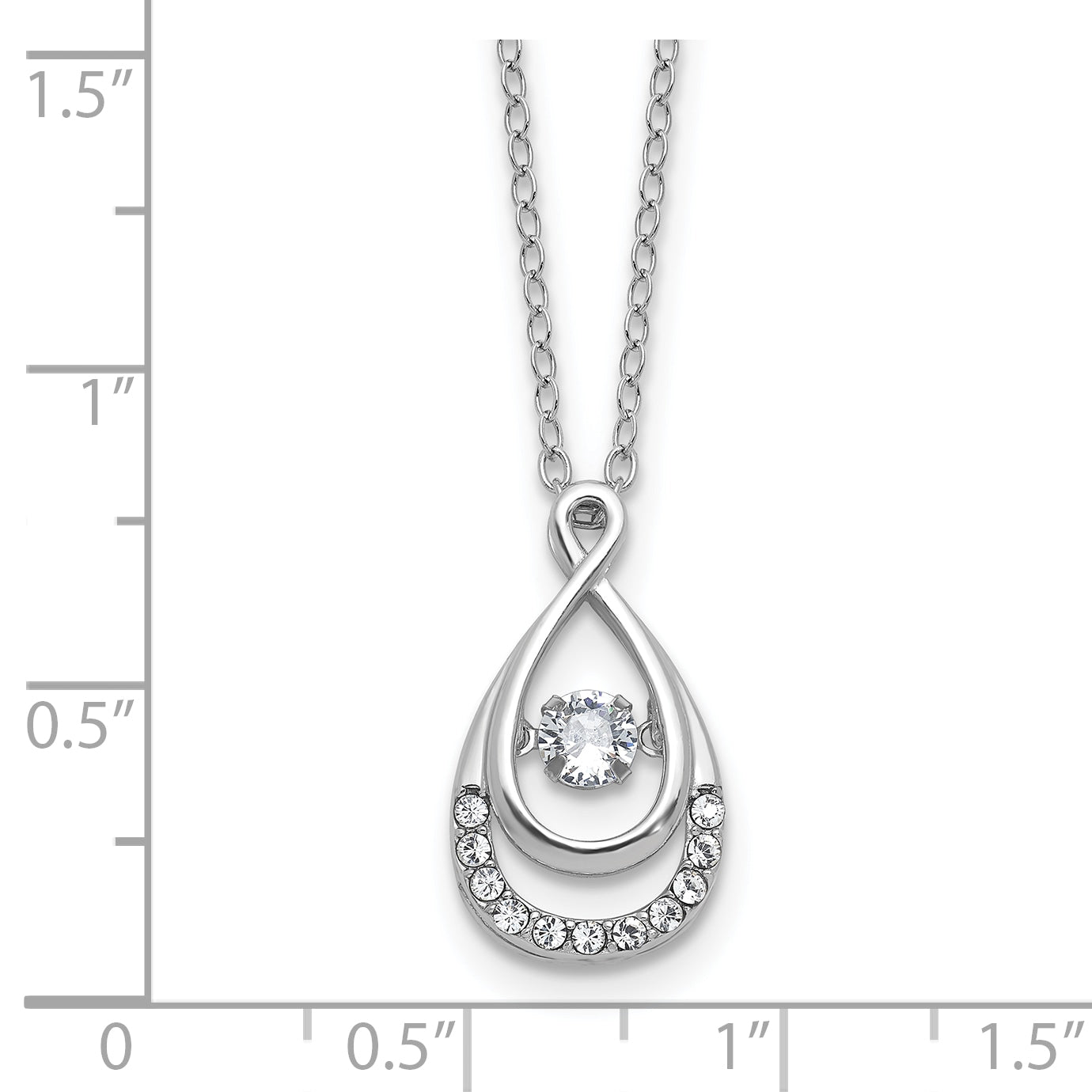 Cheryl M Sterling Silver Rhodium-plated Polished Vibrant CZ Teardrop Necklace