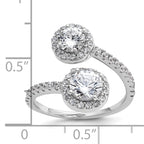 Cheryl M Sterling Silver Rhodium-plated Polished Round CZ Halo Bypass Ring
