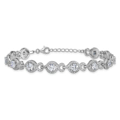 Cheryl M Sterling Silver Rhodium-plated Polished Fancy CZ with 1 Inch Extension Bracelet