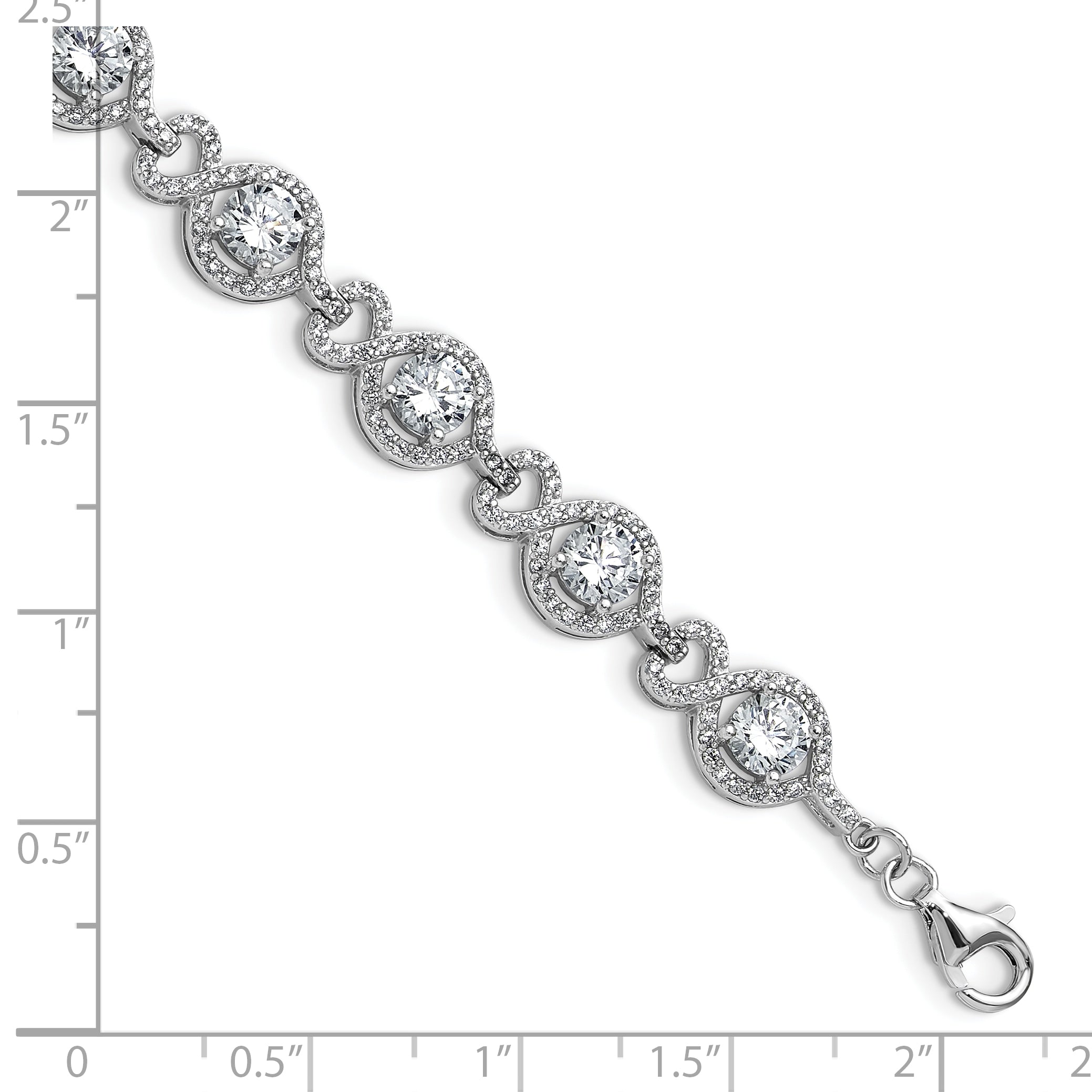 Cheryl M Sterling Silver Rhodium-plated Polished Fancy CZ with 1 Inch Extension Bracelet