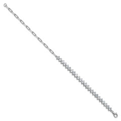 Cheryl M Sterling Silver Rhodium-plated Polished Fancy CZ and Paperclip Link Bracelet