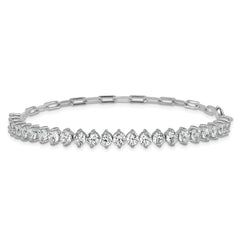 Cheryl M Sterling Silver Rhodium-plated Polished Fancy CZ and Paperclip Link Bracelet
