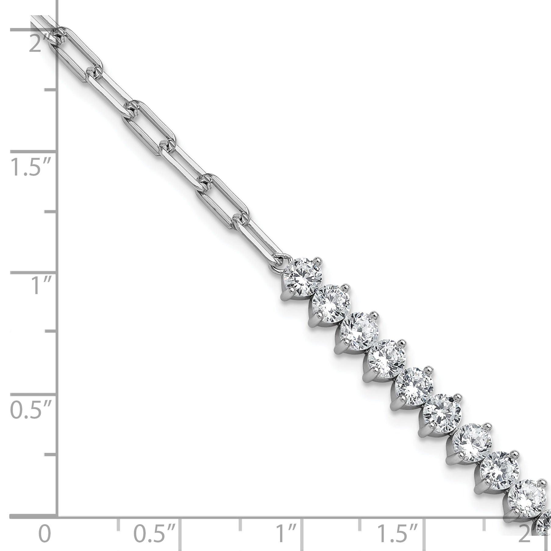 Cheryl M Sterling Silver Rhodium-plated Polished Fancy CZ and Paperclip Link Bracelet