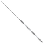 Cheryl M Sterling Silver Rhodium-plated Polished Bezel Set CZ and Paperclip Link Bracelet