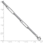 Cheryl M Sterling Silver Rhodium-plated Polished CZ Rectangular Link with 1 Inch Extension Bracelet