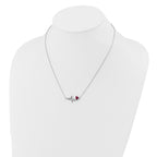 Cheryl M Sterling Silver Rhodium-plated Polished Lab Created Ruby and CZ Heartbeat Necklace