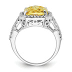 Cheryl M Sterling Silver Rhodium-plated Polished Fancy Yellow and White CZ Ring