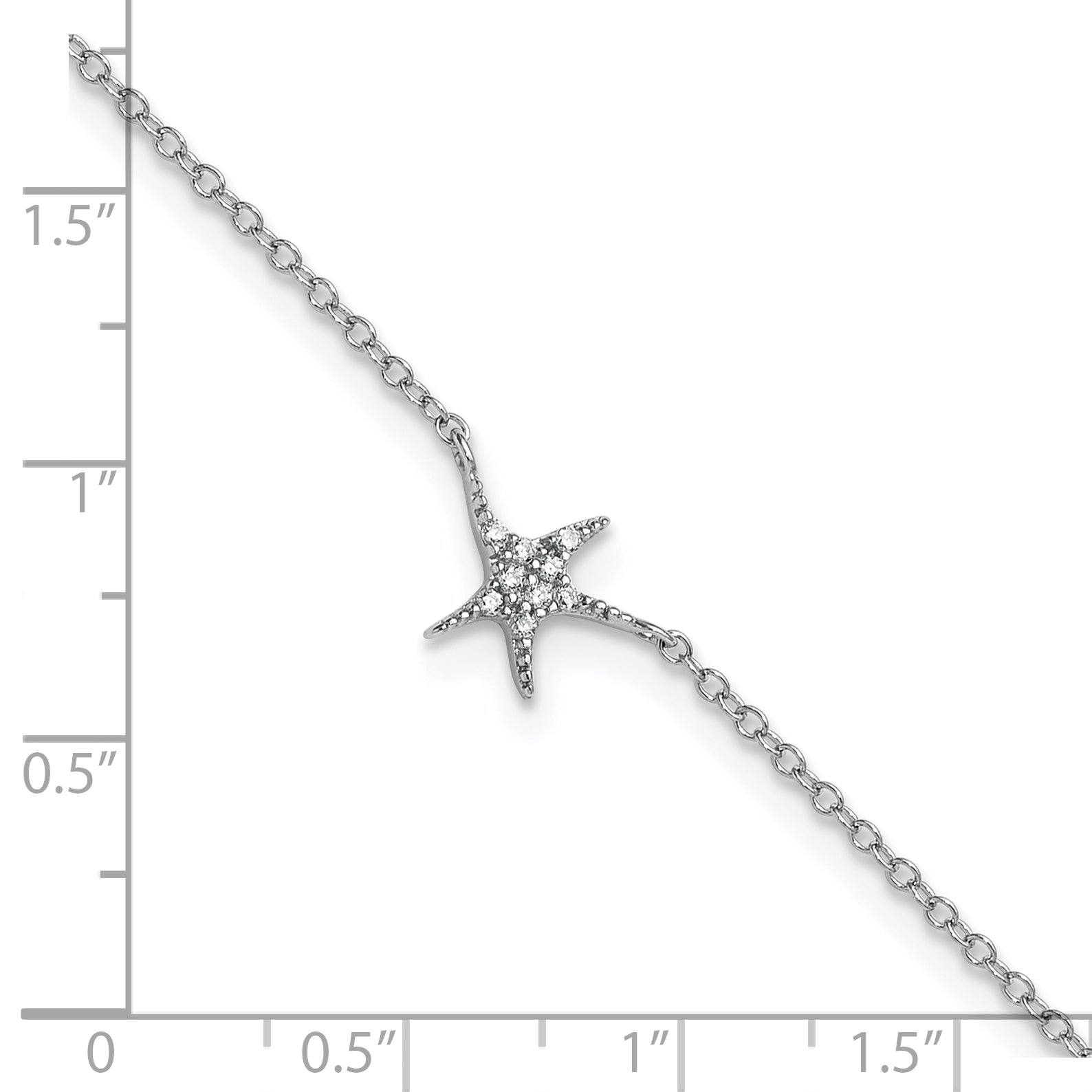 Cheryl M Sterling Silver Rhodium-plated Polished CZ Starfish 9.5 Inch with 1 Inch Extension Anklet