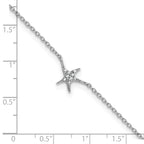 Cheryl M Sterling Silver Rhodium-plated Polished CZ Starfish 9.5 Inch with 1 Inch Extension Anklet