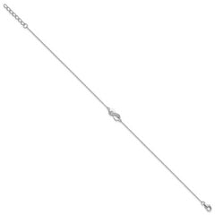 Cheryl M Sterling Silver Rhodium-plated Polished CZ Infinity 9.5 Inch with 1 Inch Extension Anklet