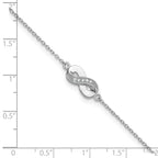 Cheryl M Sterling Silver Rhodium-plated Polished CZ Infinity 9.5 Inch with 1 Inch Extension Anklet