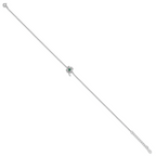 Cheryl M Sterling Silver Rhodium-plated Polished Green and White CZ Four Leaf Clover 9.5 Inch with 1 Inch Extension Anklet