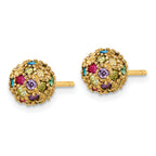 Cheryl M Sterling Silver Gold-plated Polished Multicolor CZ Ball Post Earrings