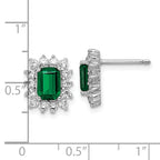 Cheryl M Sterling Silver Rhodium-plated Polished Fancy Green and White CZ Post Earrings