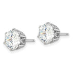 Cheryl M Sterling Silver Rhodium-plated Polished and Textured CZ Stud Earrings