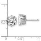 Cheryl M Sterling Silver Rhodium-plated Polished and Textured CZ Stud Earrings