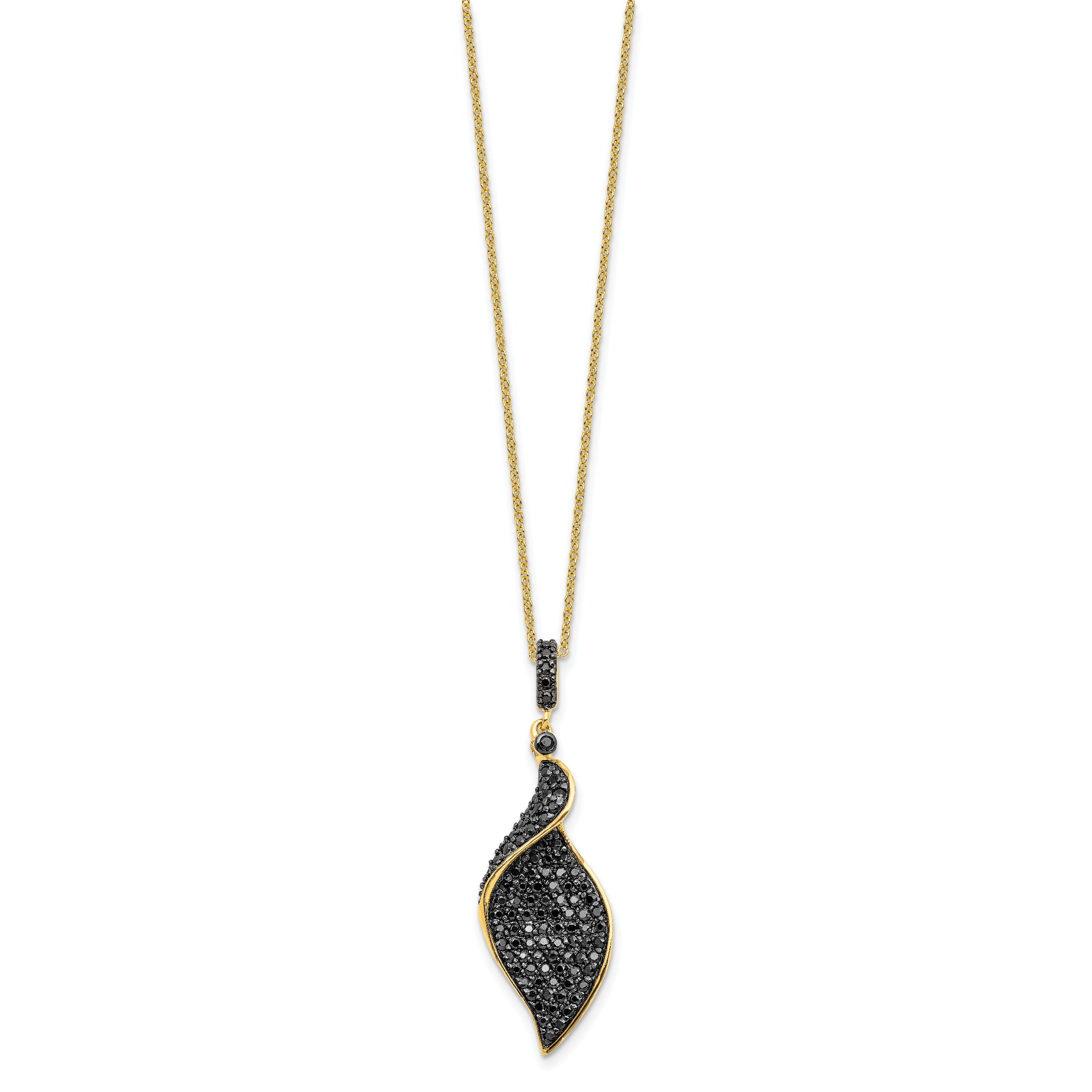 Cheryl M Sterling Silver Hematite and Rhodium-plated Polished Fancy Black CZ 18 Inch Necklace