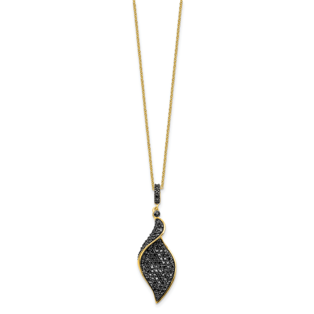 Cheryl M Sterling Silver Hematite and Rhodium-plated Polished Fancy Black CZ 18 Inch Necklace