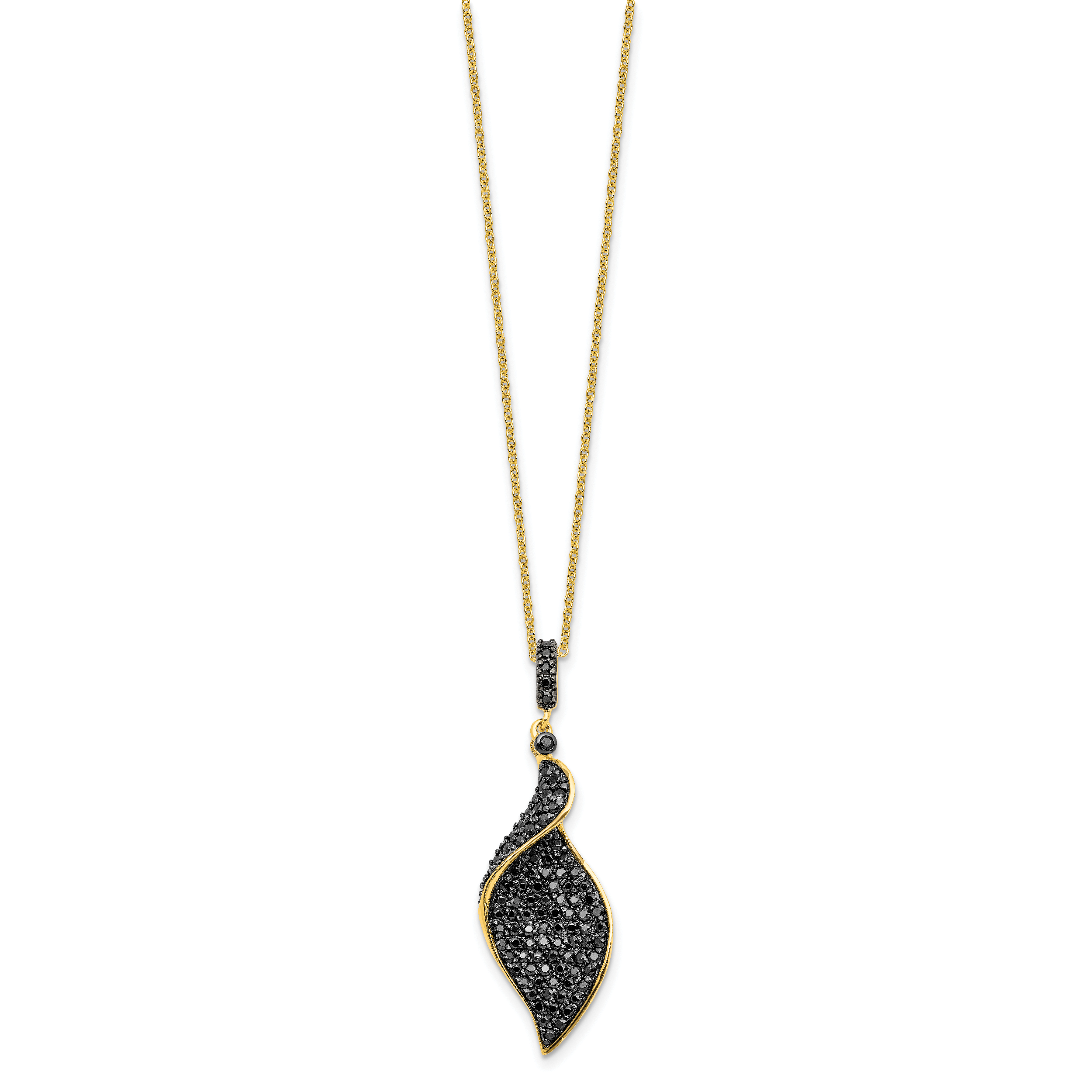 Cheryl M Sterling Silver Hematite and Rhodium-plated Polished Fancy Black CZ 18 Inch Necklace