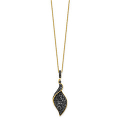 Cheryl M Sterling Silver Hematite and Rhodium-plated Polished Fancy Black CZ 18 Inch Necklace
