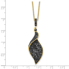 Cheryl M Sterling Silver Hematite and Rhodium-plated Polished Fancy Black CZ 18 Inch Necklace