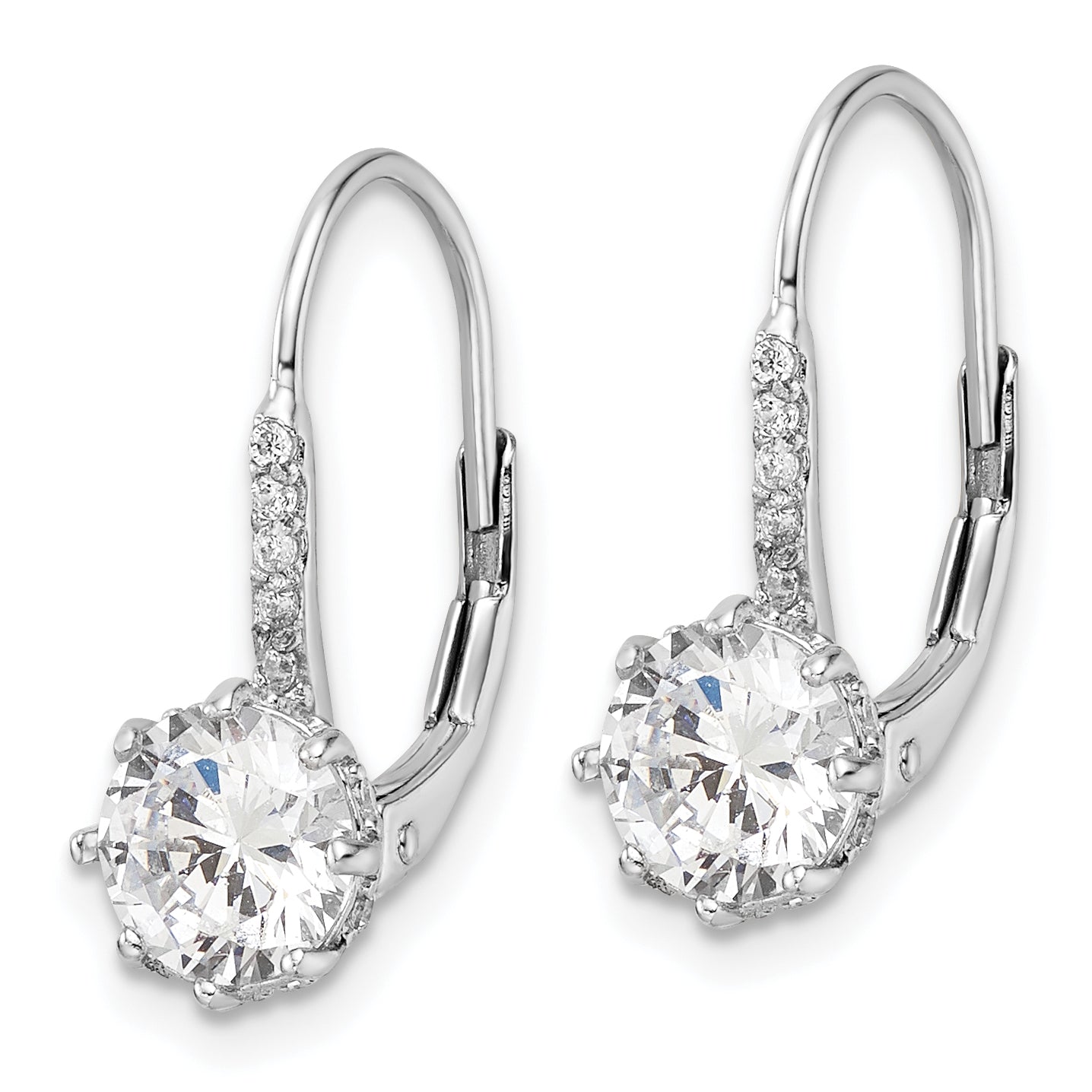 Cheryl M Sterling Silver Rhodium-plated Polished CZ Leverback Earrings Secondary image
