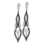 Cheryl M Sterling Silver Rhodium-plated with Black Rhodium Polished Fancy Black and White CZ Post Dangle Earrings