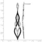Cheryl M Sterling Silver Rhodium-plated with Black Rhodium Polished Fancy Black and White CZ Post Dangle Earrings