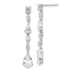 Cheryl M Sterling Silver Rhodium-plated Polished Fancy CZ Teardrop Post Dangle Earrings