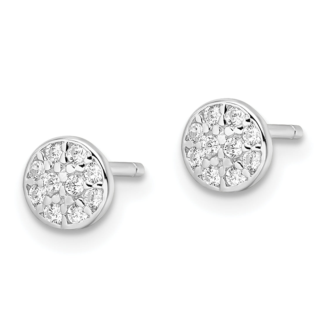 Cheryl M Sterling Silver Rhodium-plated Polished Pave CZ Circle Post Earrings Secondary image
