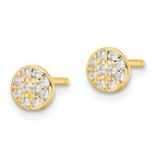 Cheryl M Sterling Silver Gold-plated Polished Pave CZ Circle Post Earrings