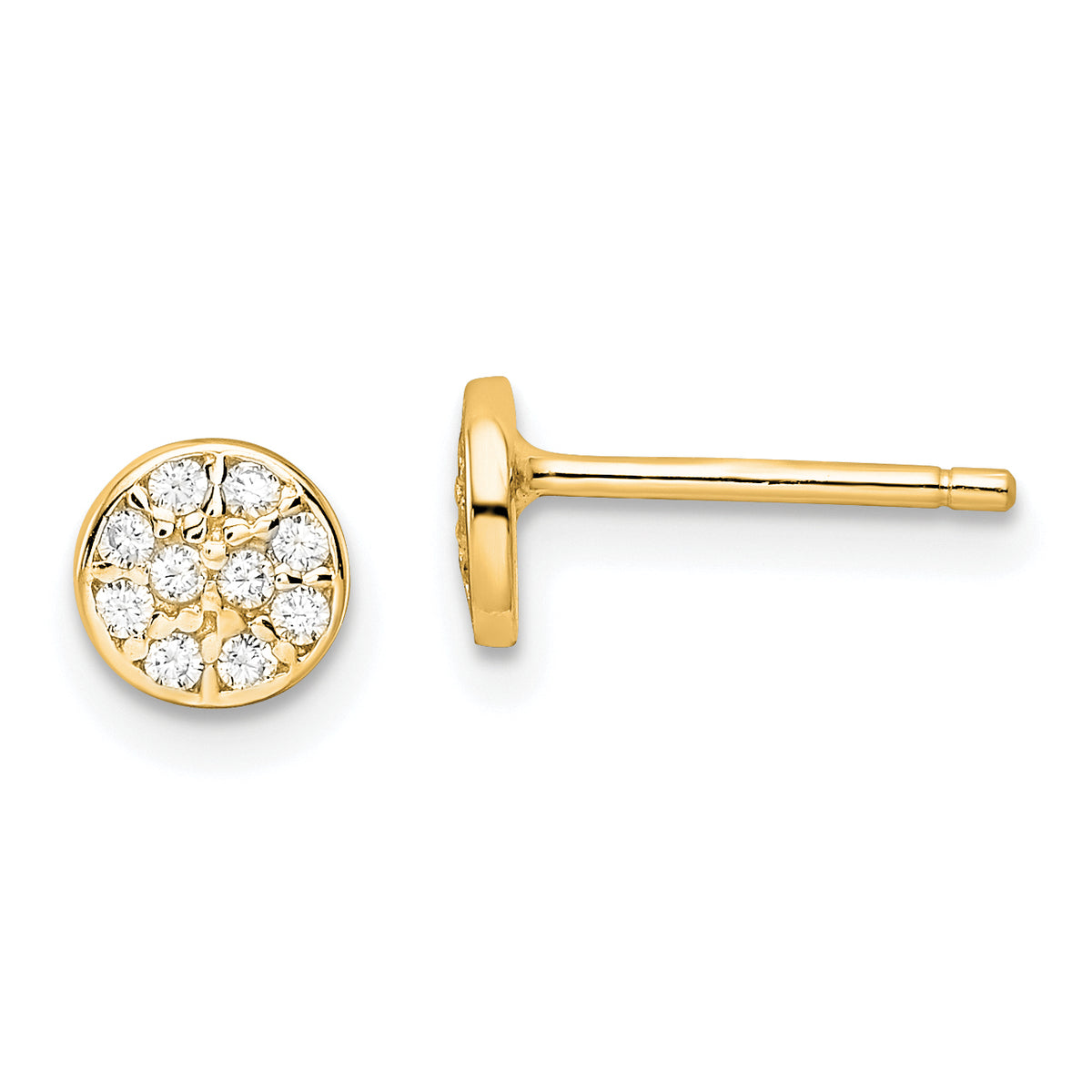 Cheryl M Sterling Silver Gold-plated Polished Pave CZ Circle Post Earrings