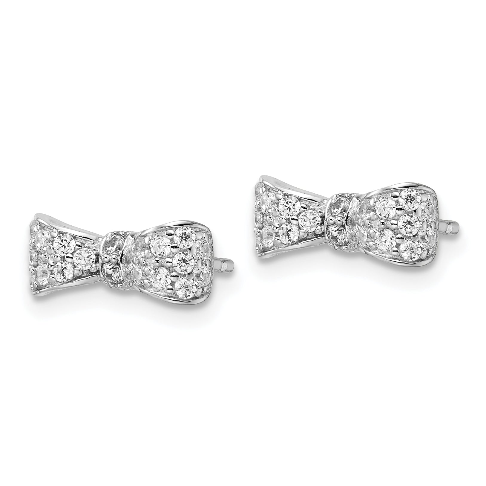 Cheryl M Sterling Silver Rhodium-plated Polished CZ Bow Post Earrings Secondary image
