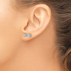 Cheryl M Sterling Silver Rhodium-plated Polished CZ Bow Post Earrings