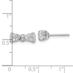 Cheryl M Sterling Silver Rhodium-plated Polished CZ Bow Post Earrings