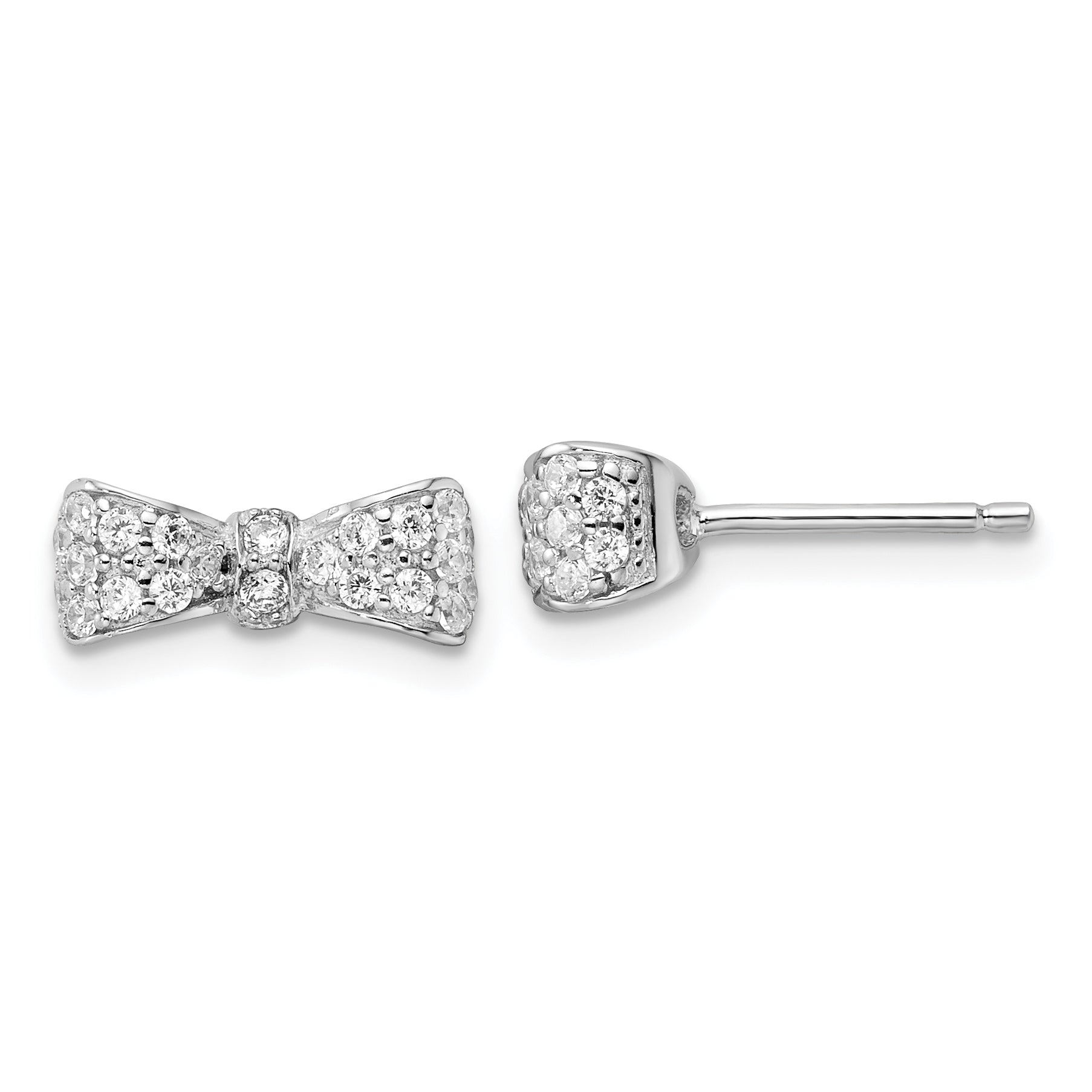 Cheryl M Sterling Silver Rhodium-plated Polished CZ Bow Post Earrings Main image