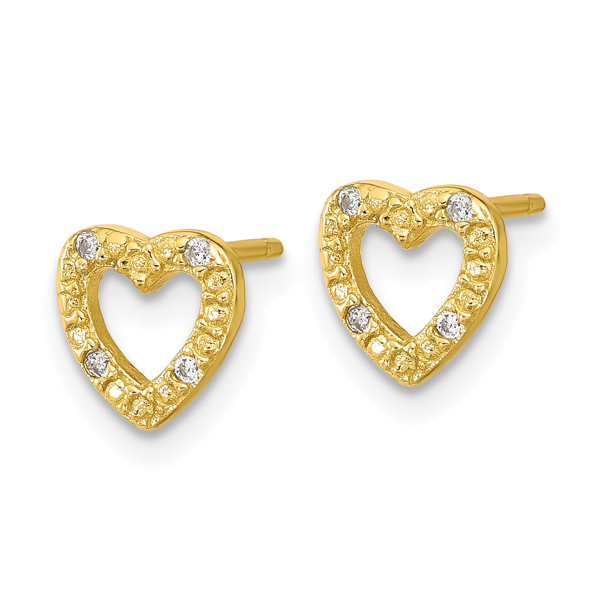 Cheryl M Sterling Silver Gold-plated Polished CZ Heart Post Earrings Secondary image