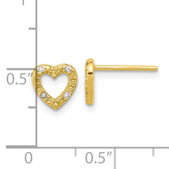Cheryl M Sterling Silver Gold-plated Polished CZ Heart Post Earrings